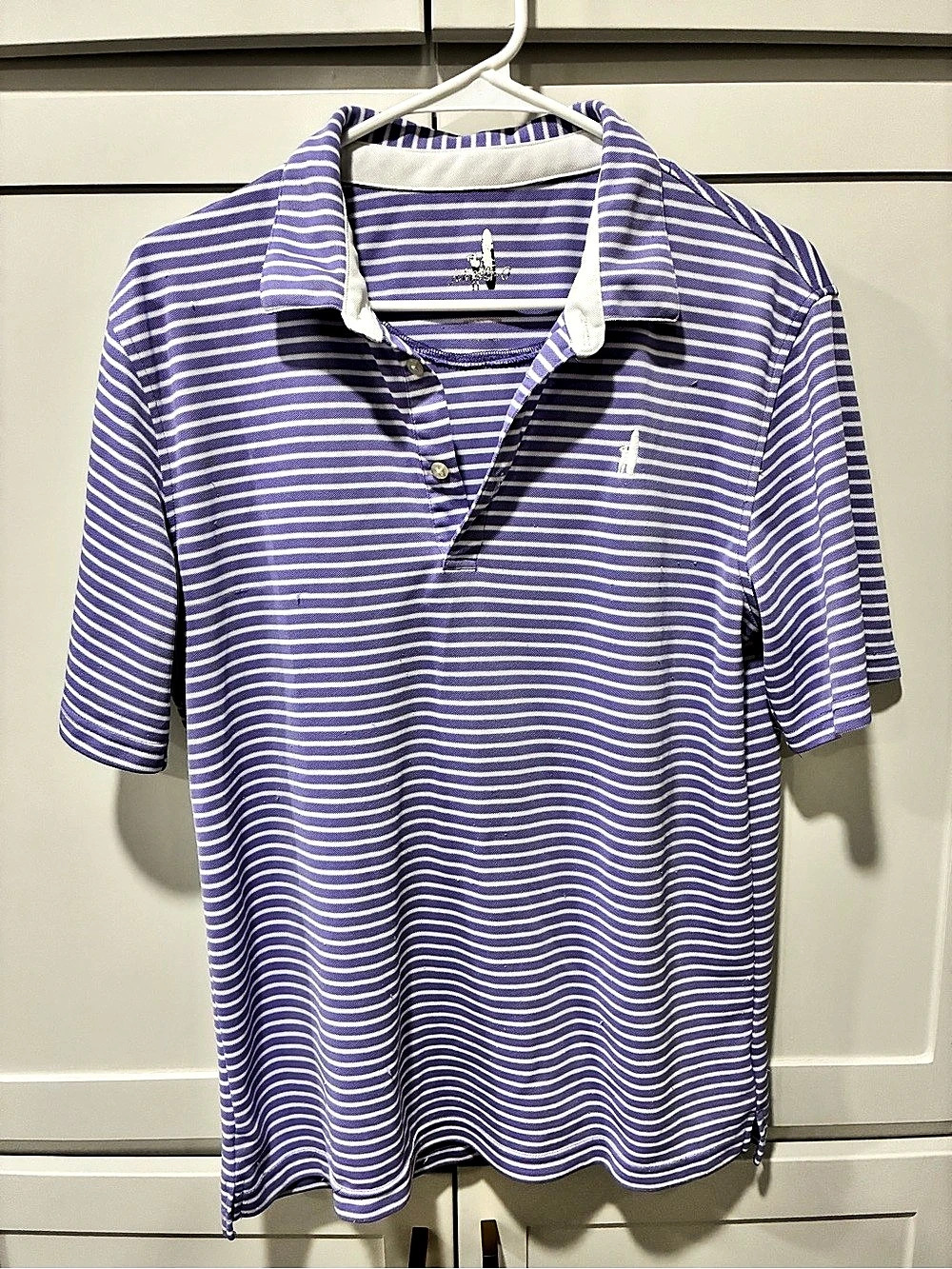Johnnie O Boys Striped Polo in Purple & White size 16